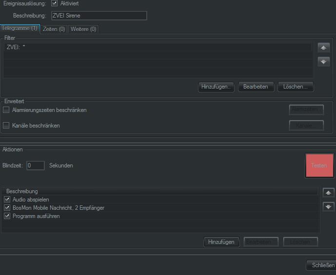erst oben bei filter &quot;zvei&quot; freigeben , wenn du alle Zvei alarme durchkommen lassen willst ansonsten , negierst du einfach &quot;Zvei&quot; und dann ein neuen filter mit der adresse die durchkommen soll und den filter setzt du dann vor den negierten Filter , sonst block er alle &quot;zvei&quot; meldungen