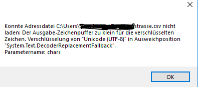 Fehlermeldung